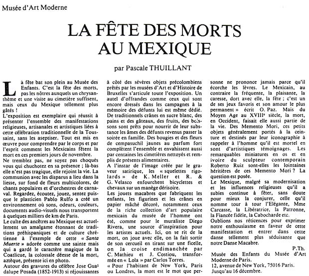 Musée d'Art moderne : la fête des morts au Méxique